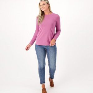 Denim & Co Essentials Perfect Jersey Crew Neck Long Sleeve Top NWT